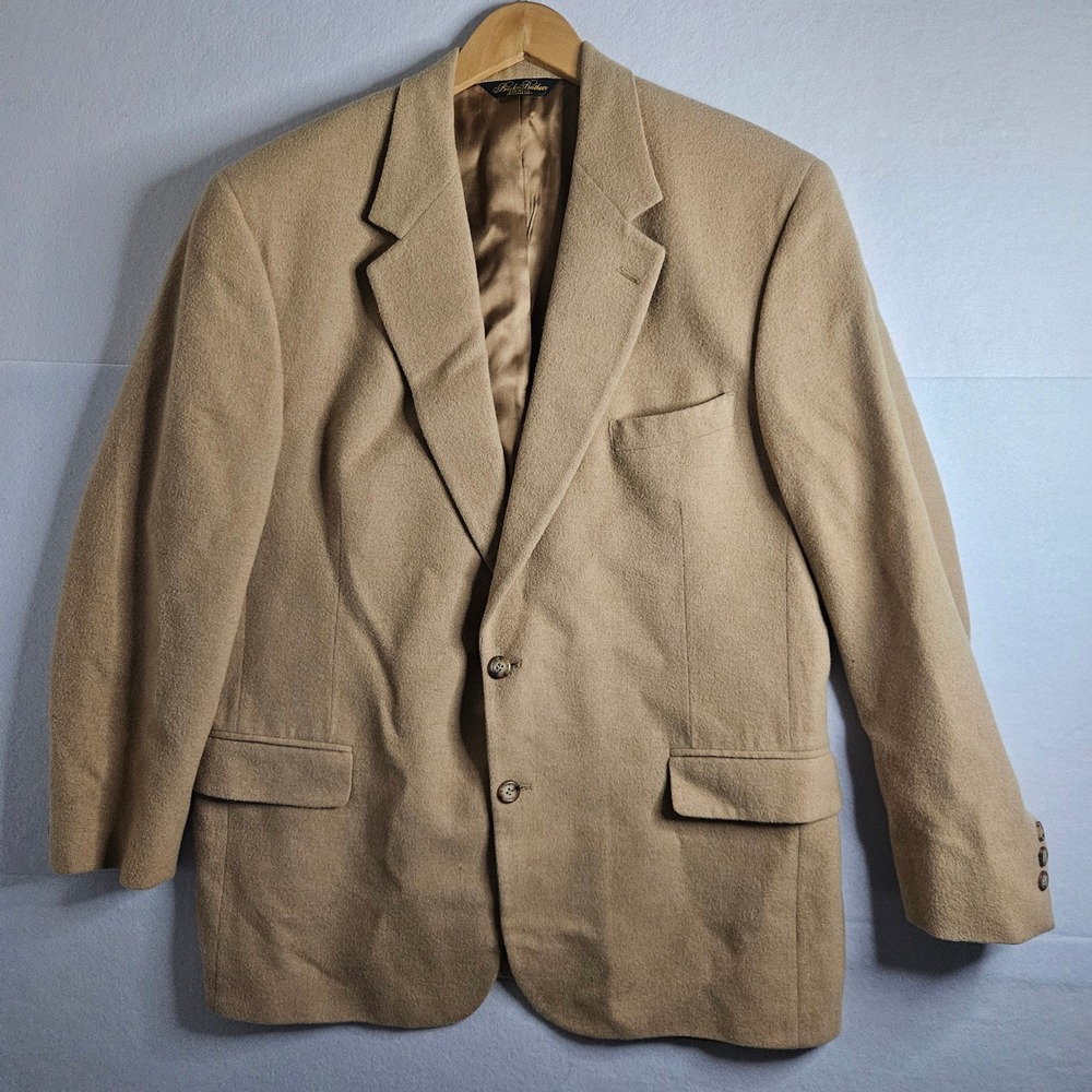 Brooks Brothers 100% Camel Hair Blazer Mens 44R Tan Two Button Sport Coat Jacket